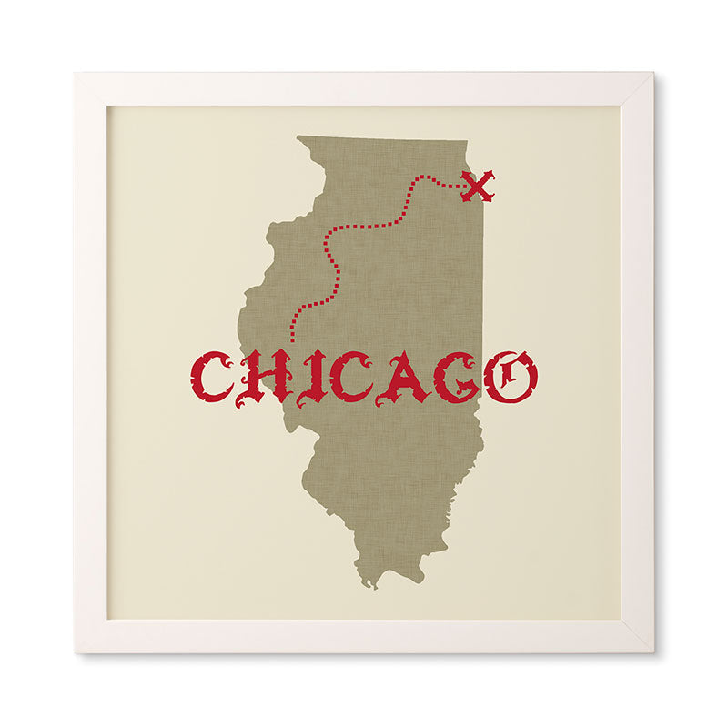 DarkIslandCity Chicago X Marks The Spot Framed Wall Art