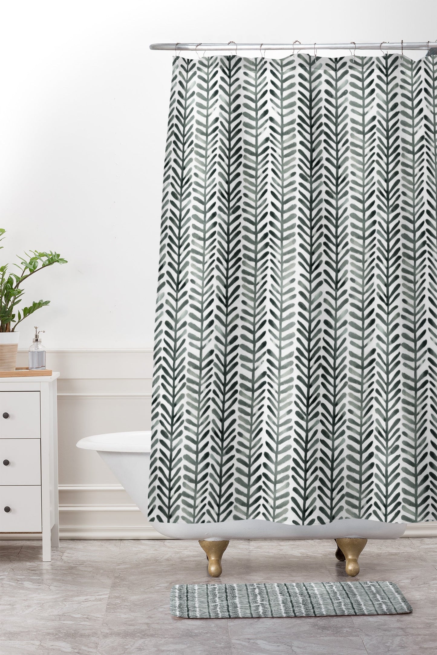Dash and Ash Herring Shower Curtain And Mat