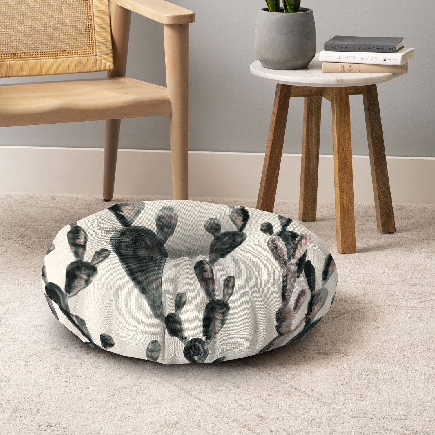 Dash and Ash Midnight Cacti Floor Pillow Round