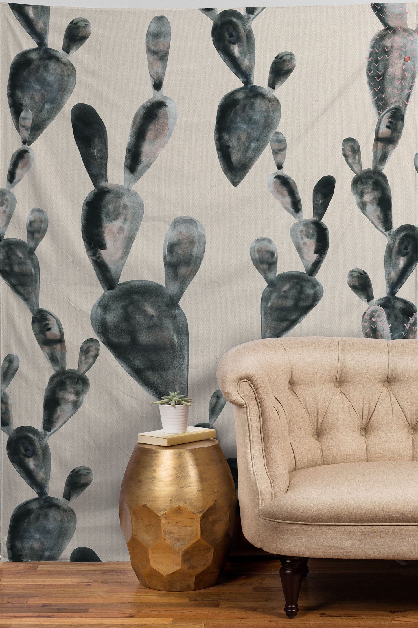 Dash and Ash Midnight Cacti Tapestry
