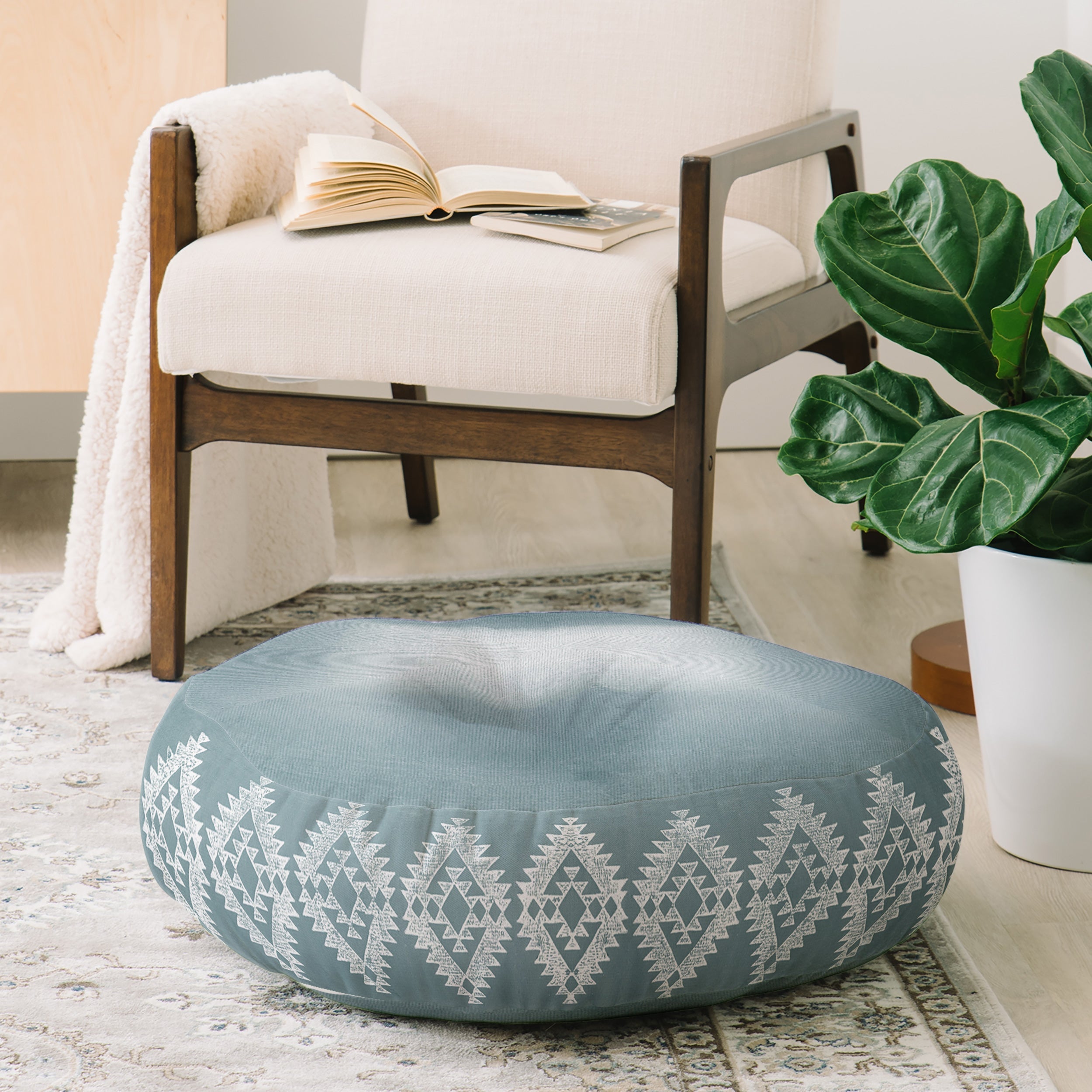 Dash and Ash Morning Fogg Floor Pillow Round