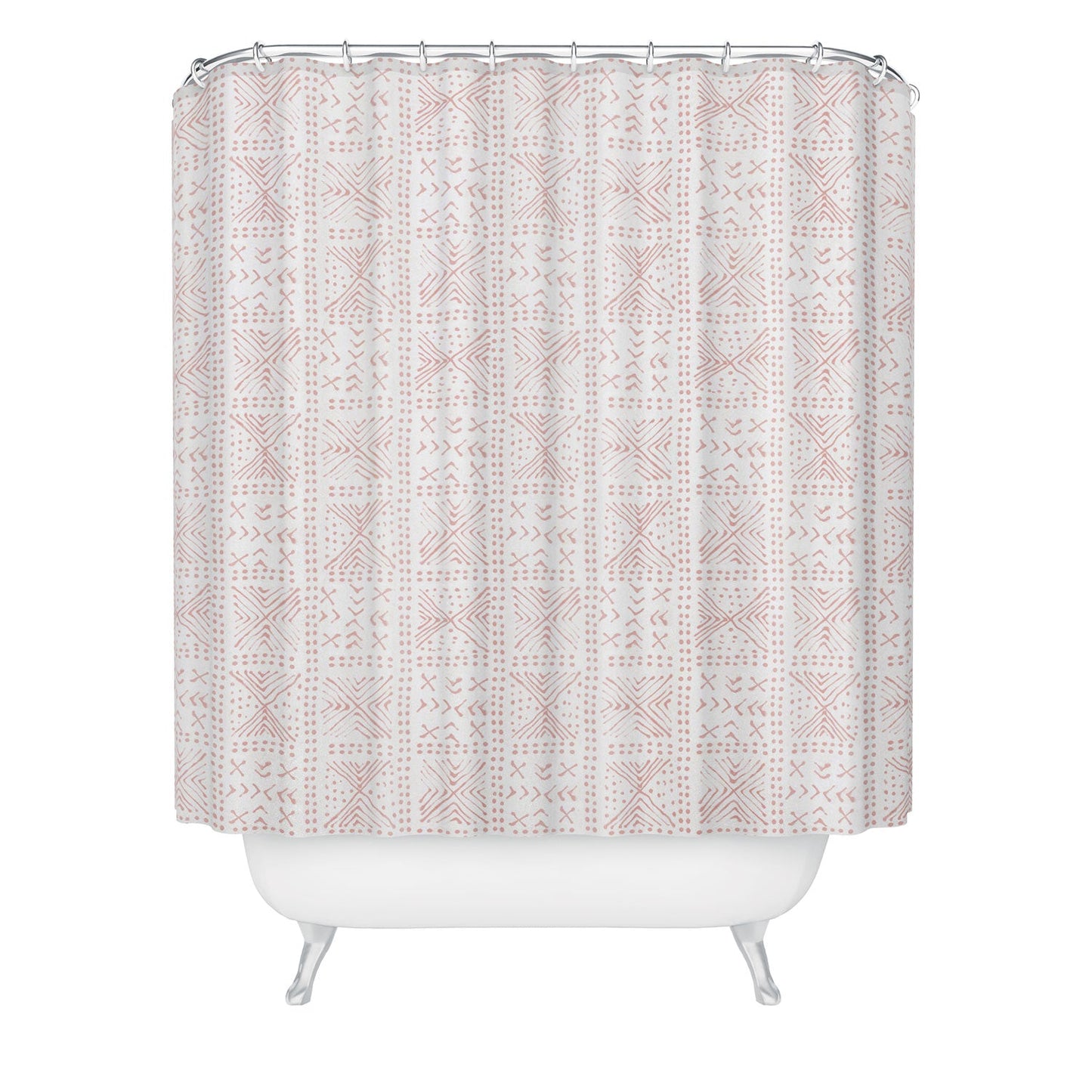 Dash and Ash Rose Bud Mud Cloth Shower Curtain