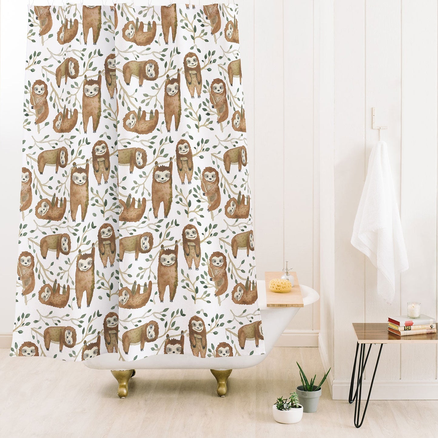 Dash and Ash Sloth buds Shower Curtain