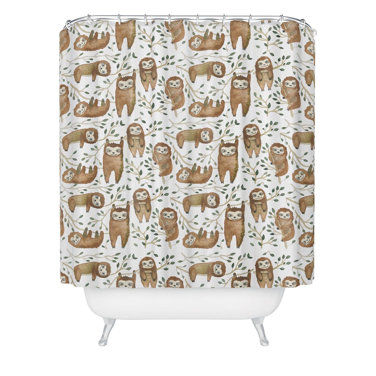 Dash and Ash Sloth buds Shower Curtain