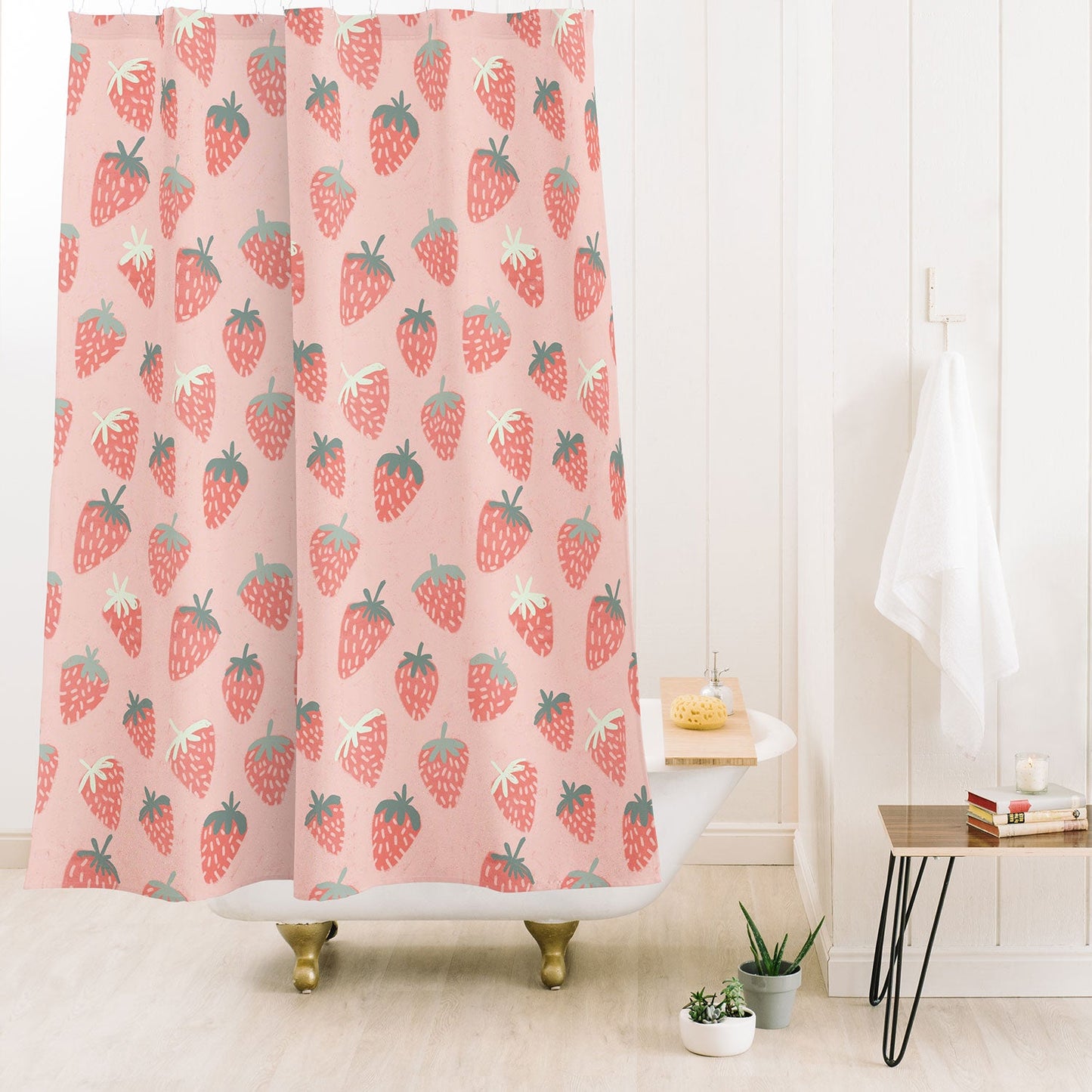 Dash and Ash Strawberry Disco Shower Curtain