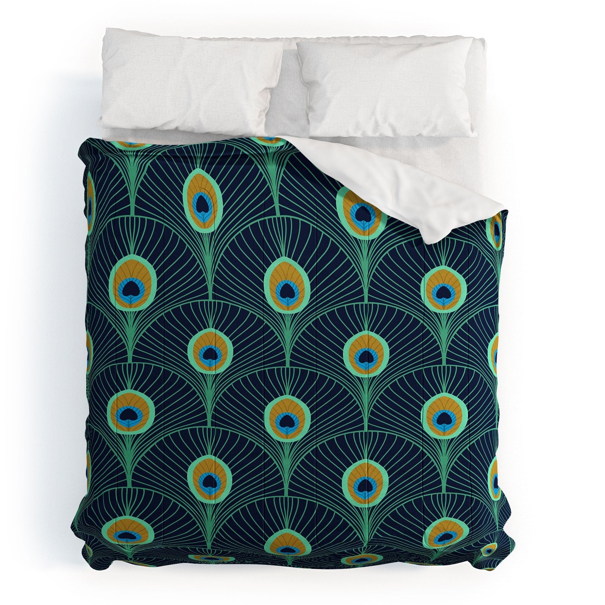 Design by Spark Peacock Deco Feathers Comforter