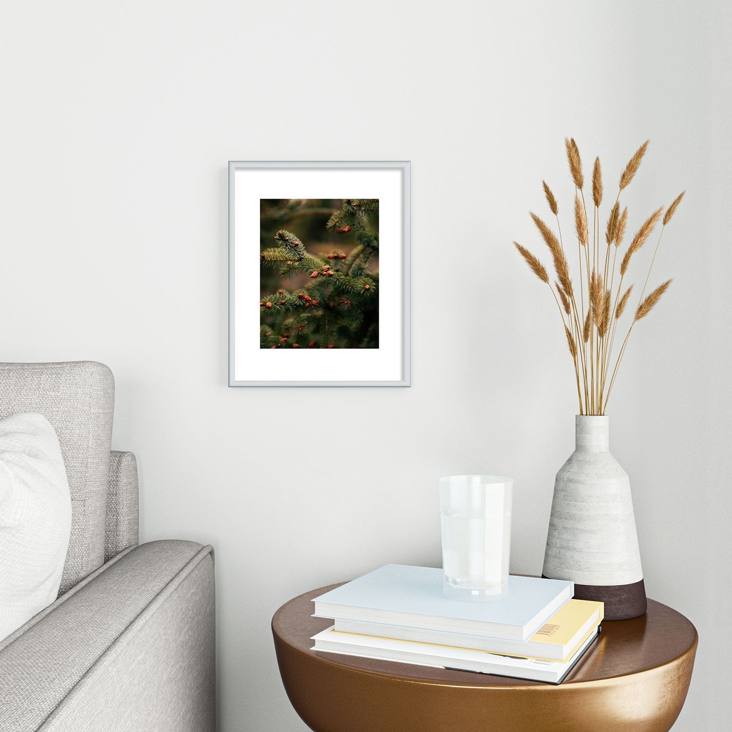 Hannah Kemp Spruce Tips Metal Framed Art Print