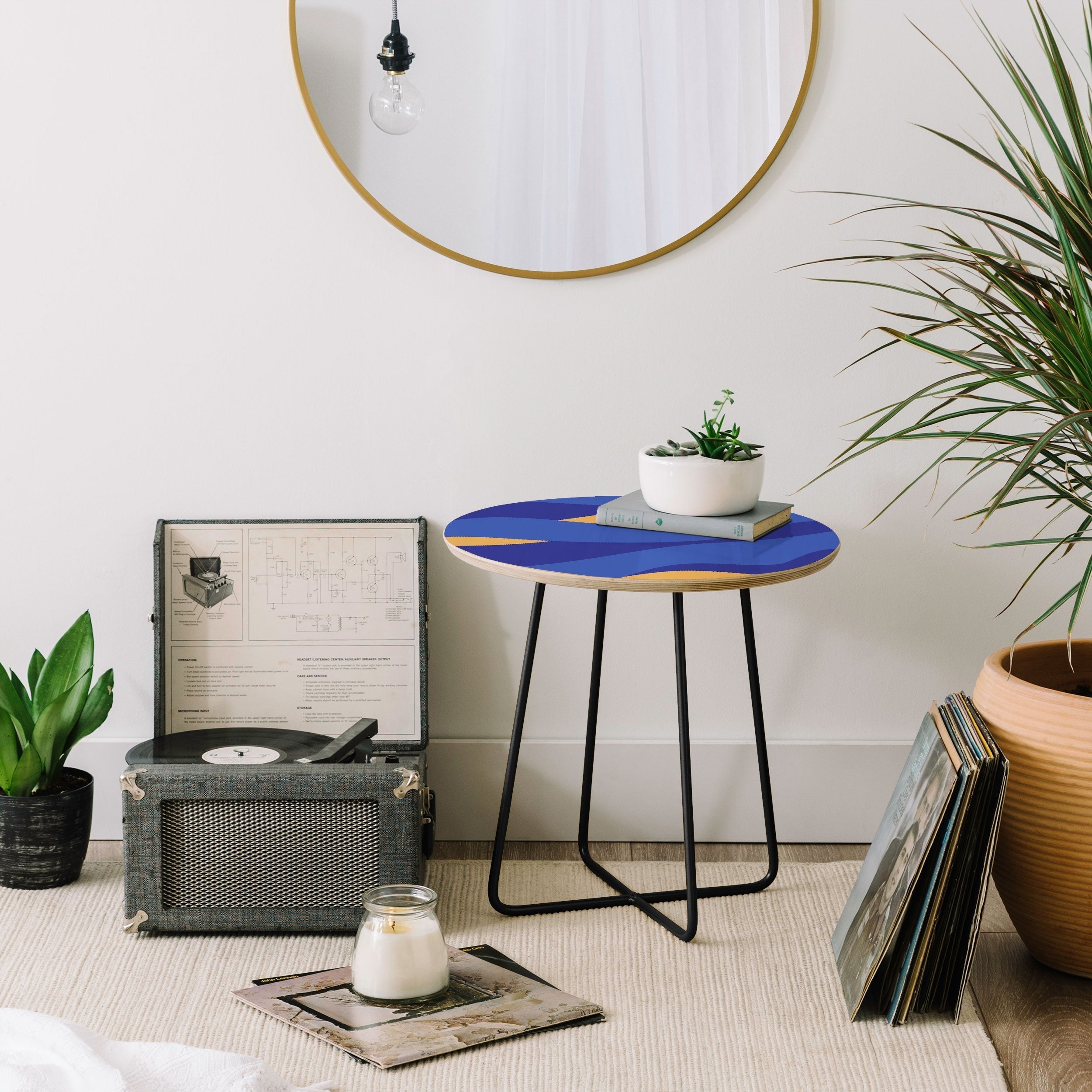 Camilla Foss Pebbles in Stream Round Side Table