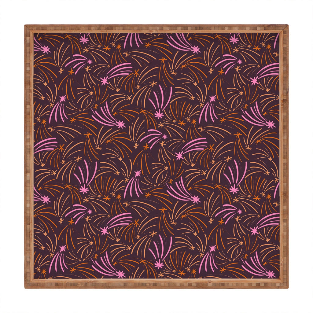 Little Om Pattern Shooting Stars plum Square Tray
