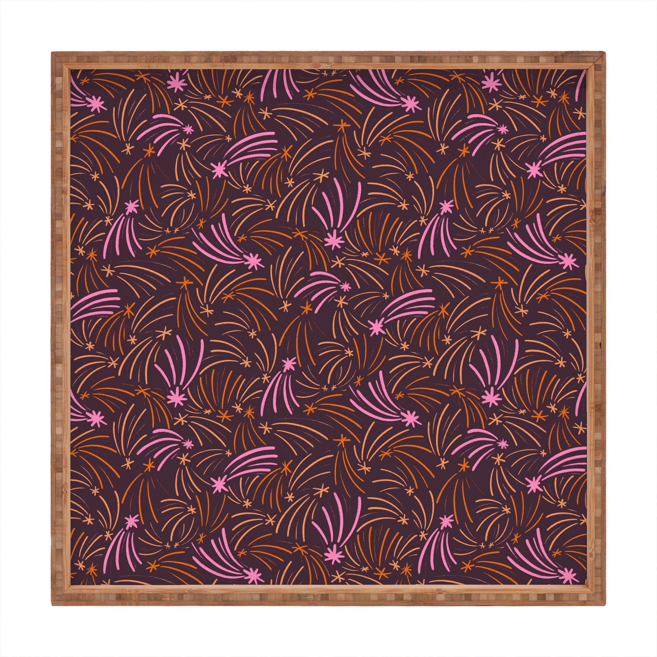 Little Om Pattern Shooting Stars plum Square Tray