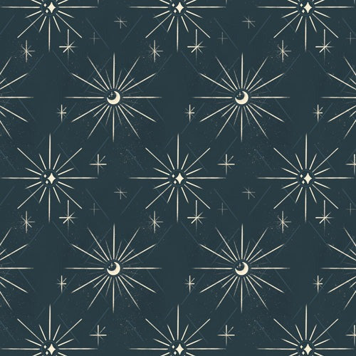Little Om Pattern Little Moon navy Shower Curtain