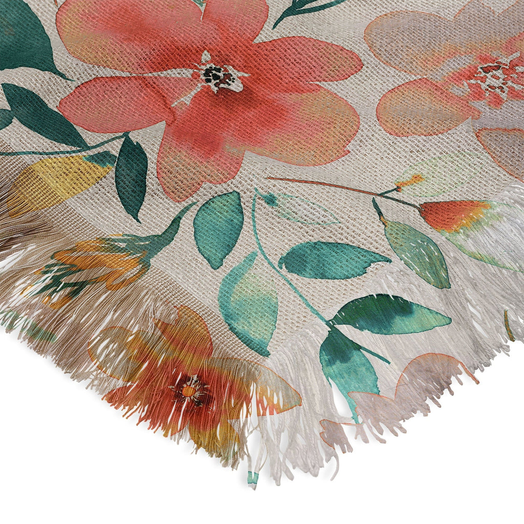 Ninola Design Botanic Retreat Tropical Whimsical Flowers Coral Green Throw Blanket