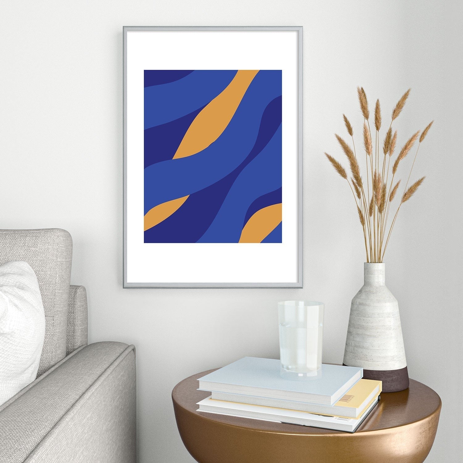 Camilla Foss Pebbles in Stream Metal Framed Art Print
