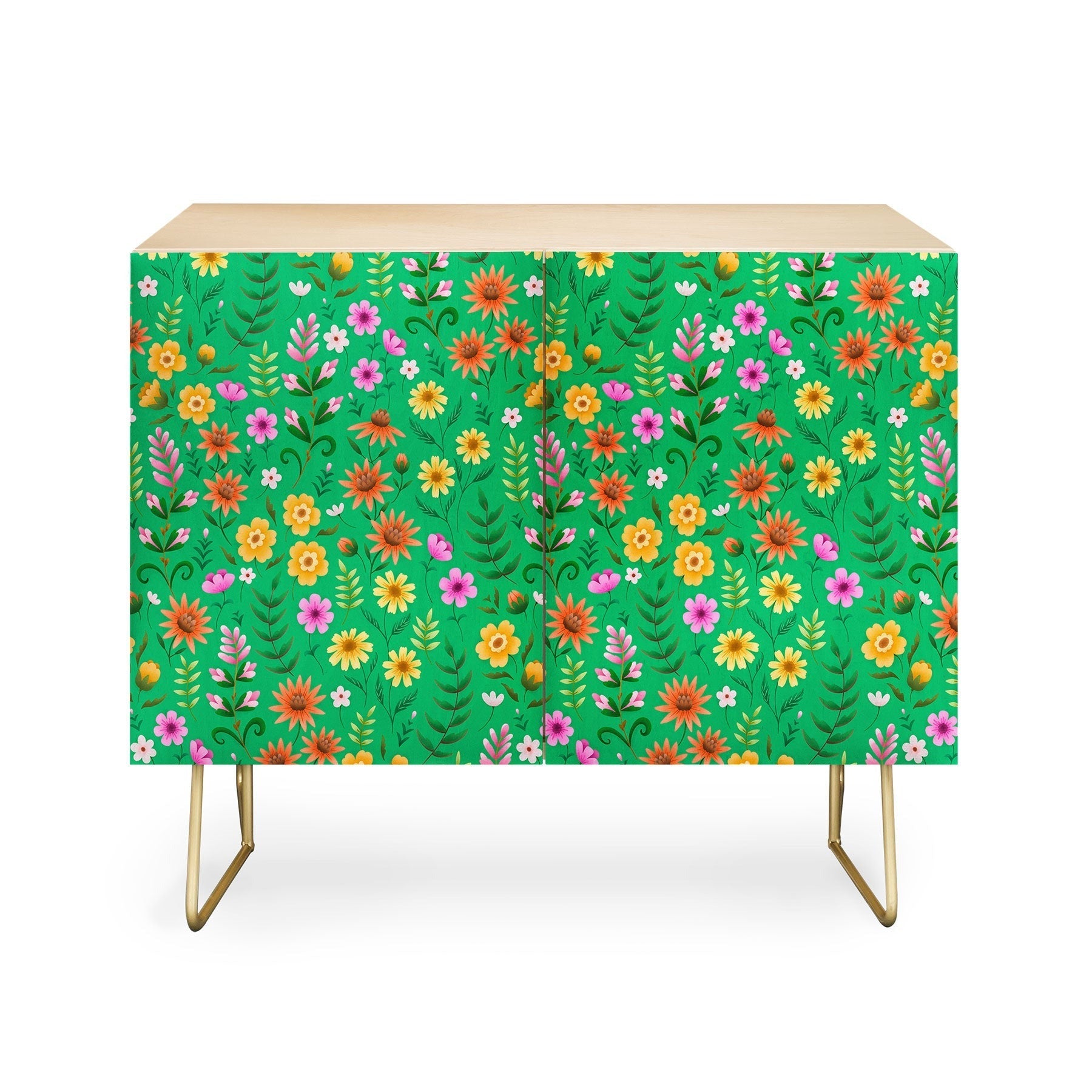 Pimlada Phuapradit Ditsy Spring Floral Green Credenza