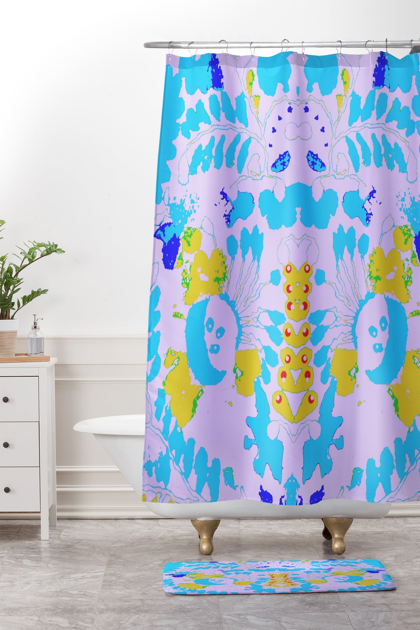 Deb Haugen organic print purple Shower Curtain And Mat