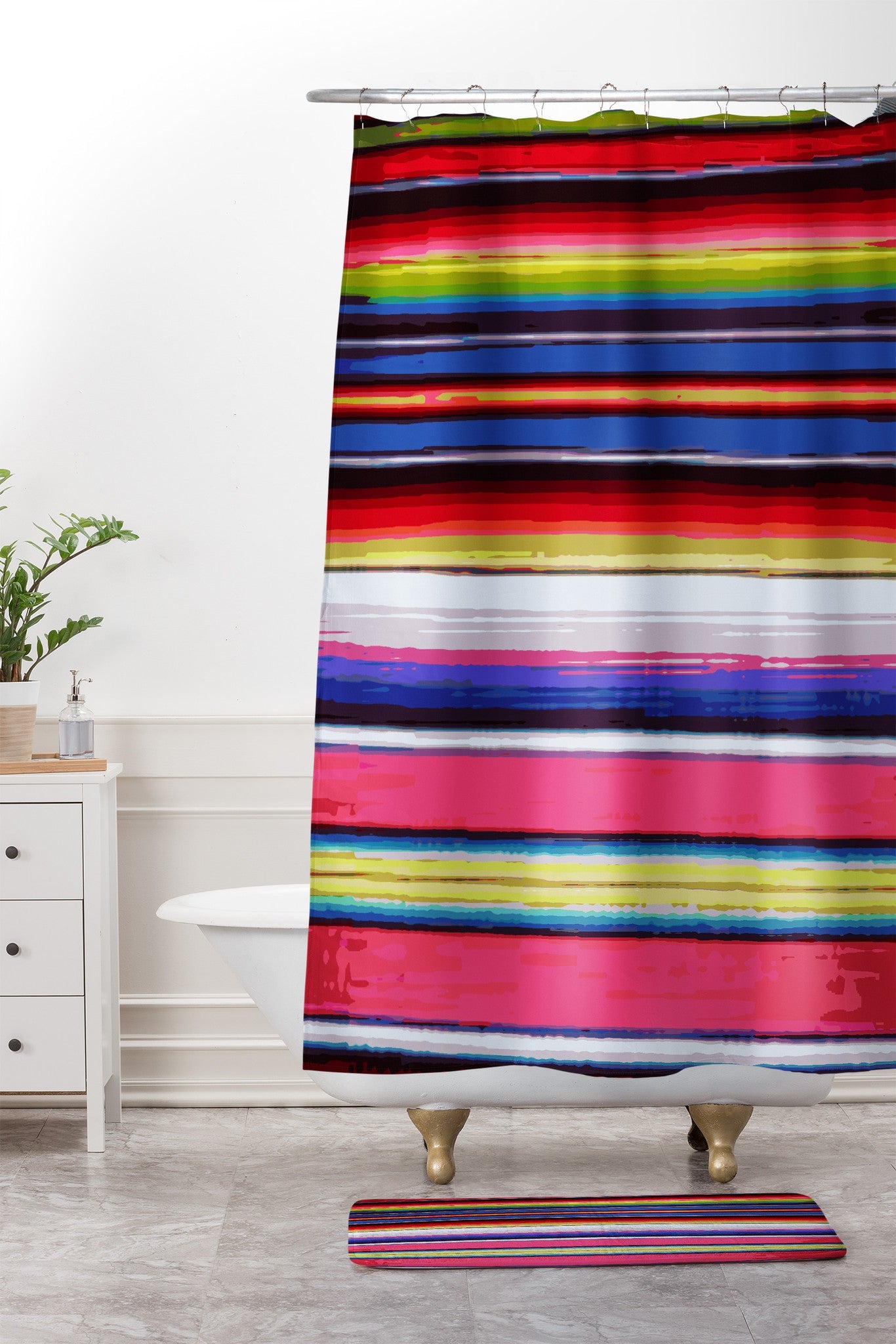 Deb Haugen Surf Serape Shower Curtain And Mat