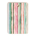 Ninola Design Botanic Retreat Watercolor Stripes Green Orange Red Cutting Board Rectangle
