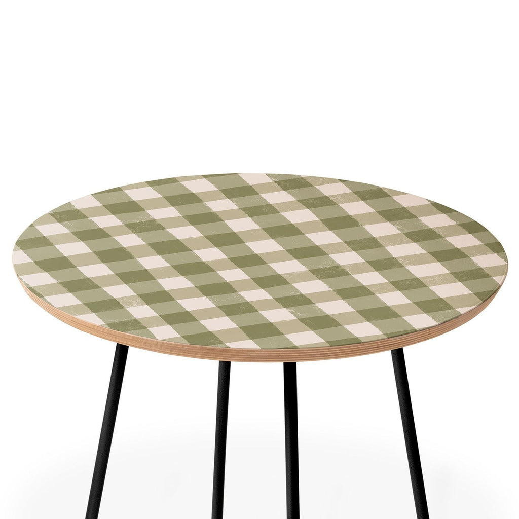 Menina Lisboa Rustic Green Plaid Round Side Table