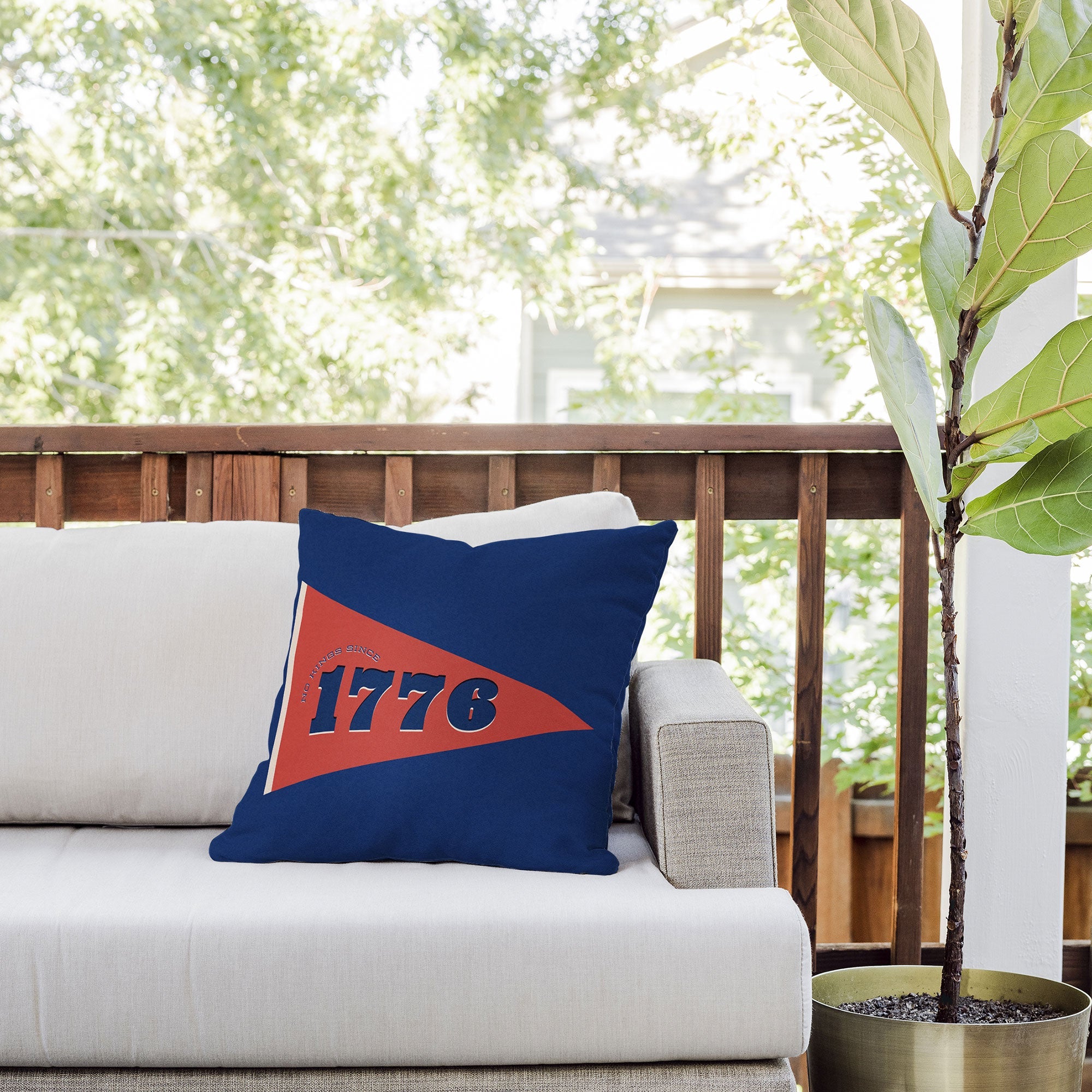 DENY Designs 1776 Pennant Outdoor Throw Pillow