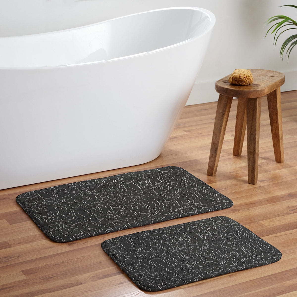 DENY Designs Abstract Lines Black Memory Foam Bath Mat