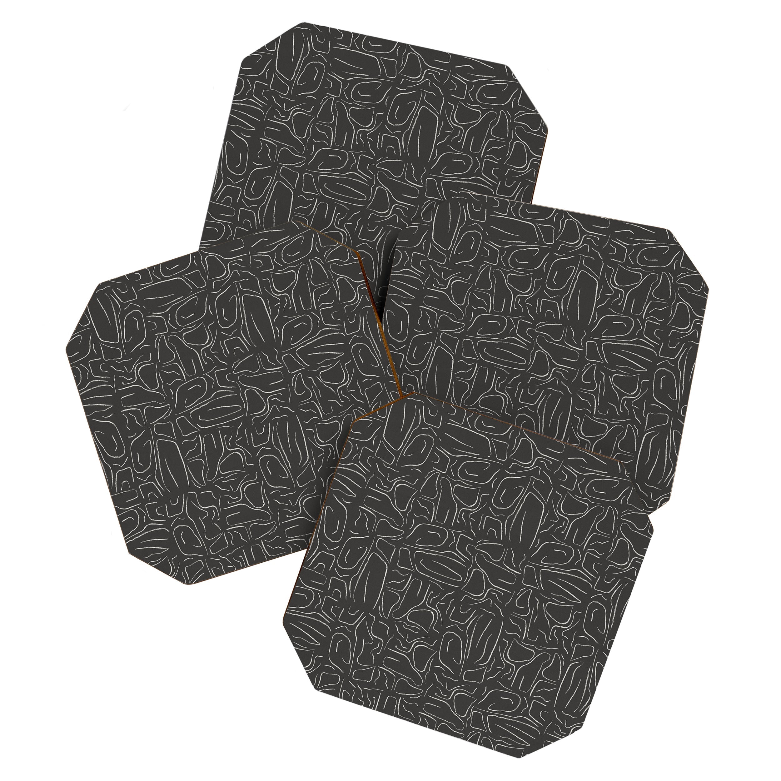 DENY Designs Abstract Lines Black Coaster Set