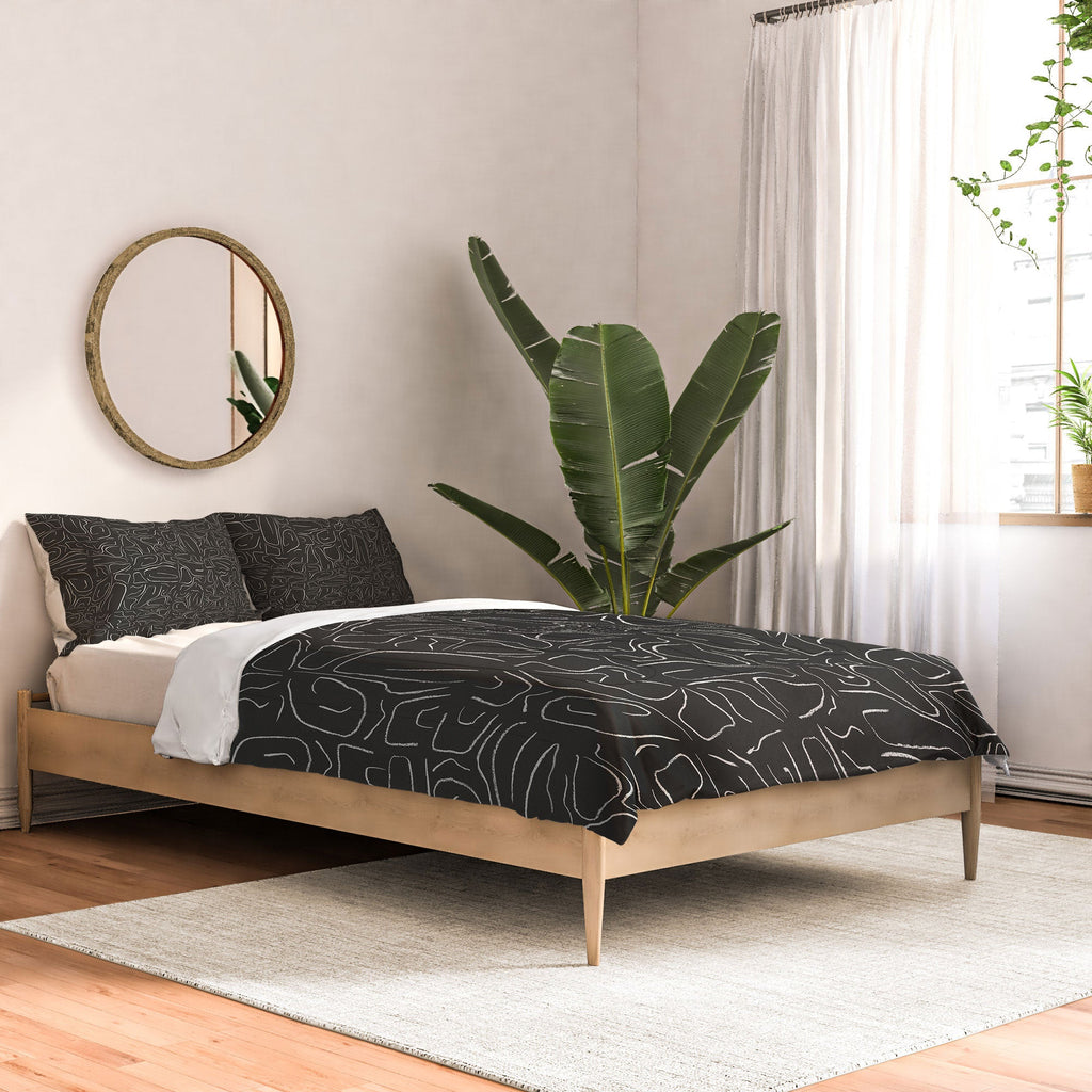 DENY Designs Abstract Lines Black Comforter