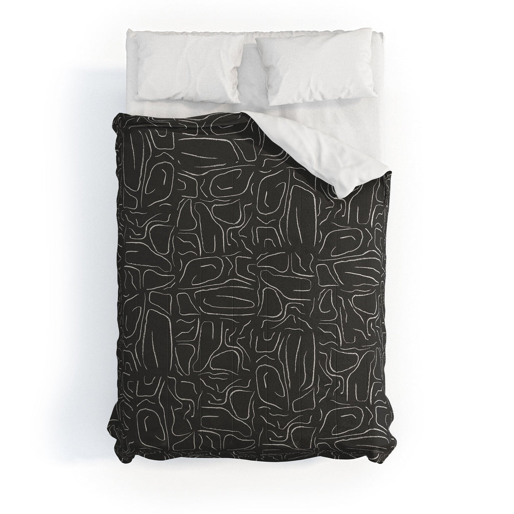 DENY Designs Abstract Lines Black Comforter