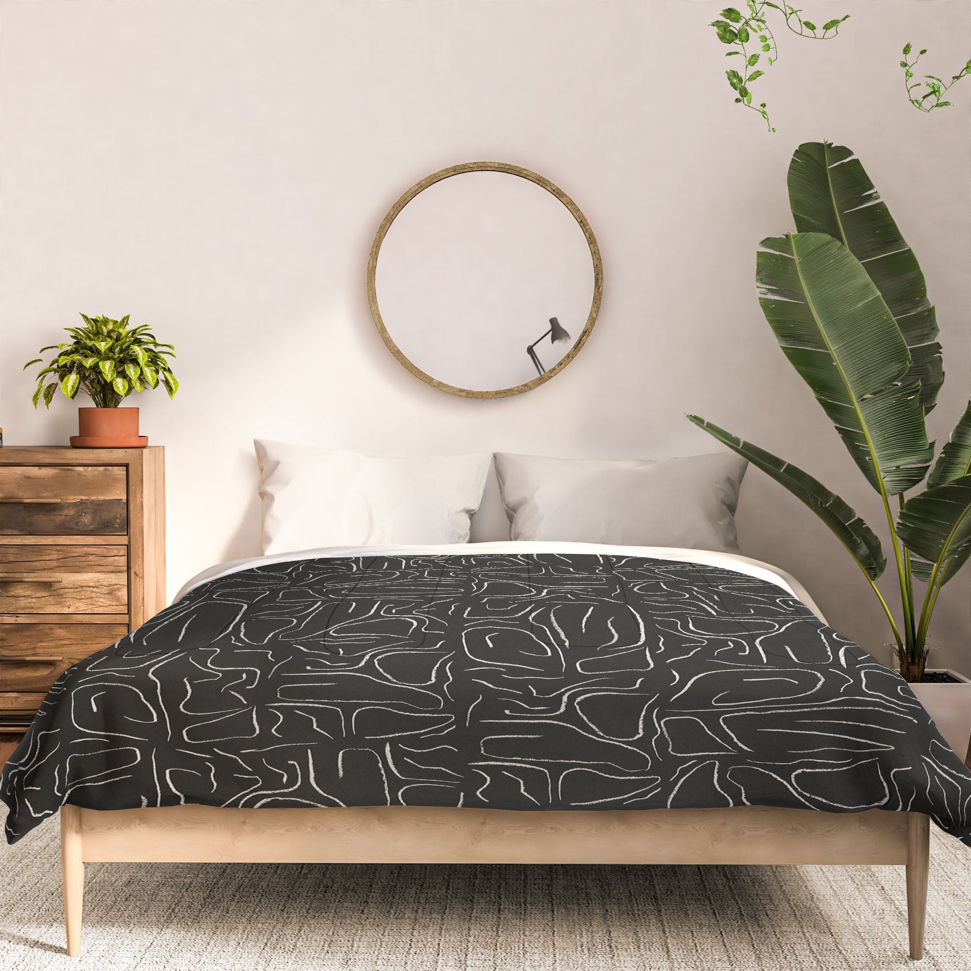 DENY Designs Abstract Lines Black Comforter