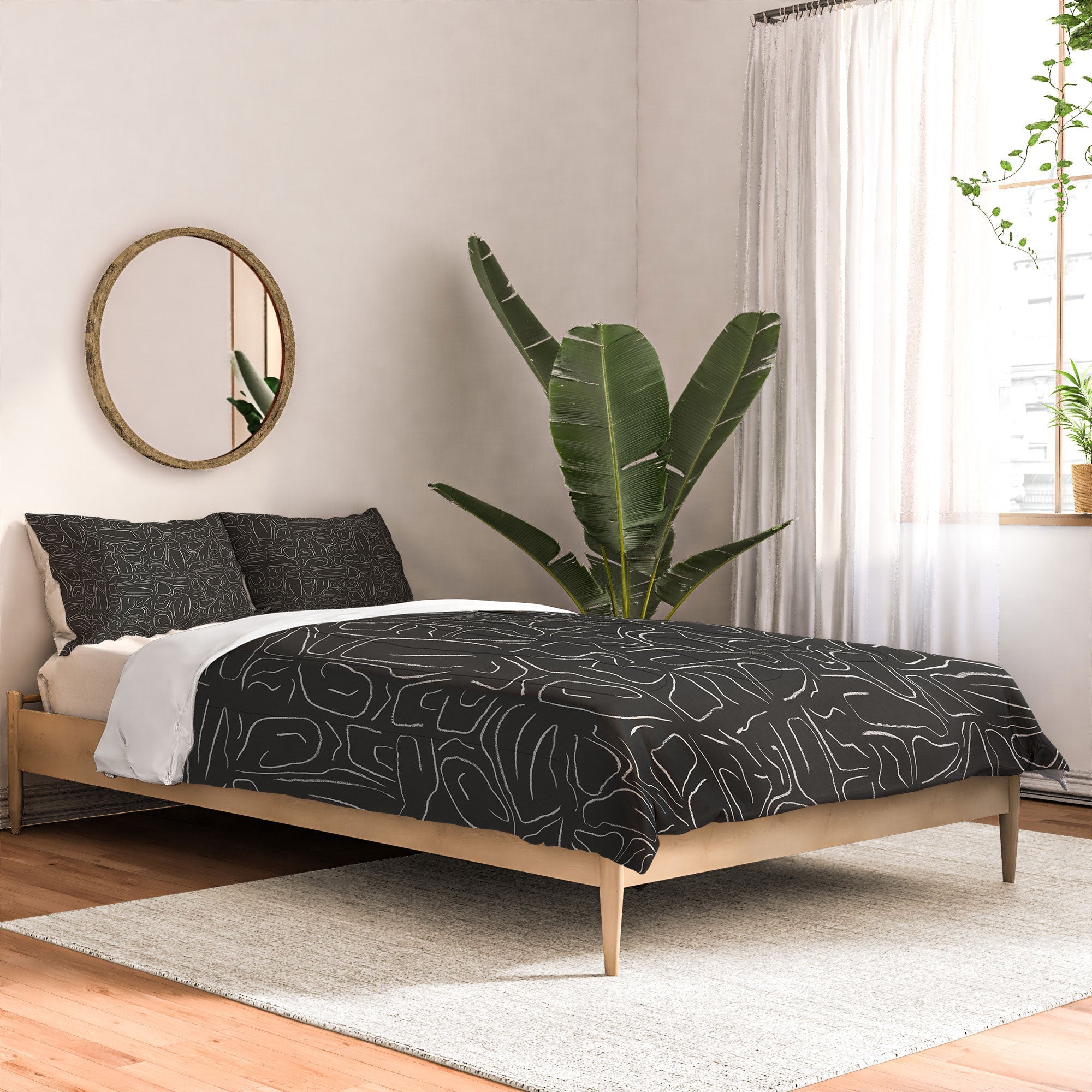 DENY Designs Abstract Lines Black Comforter
