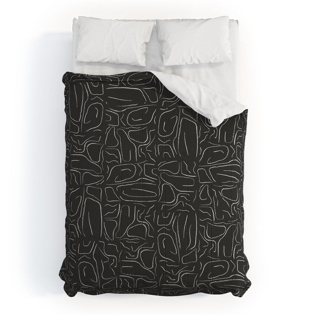 DENY Designs Abstract Lines Black Comforter