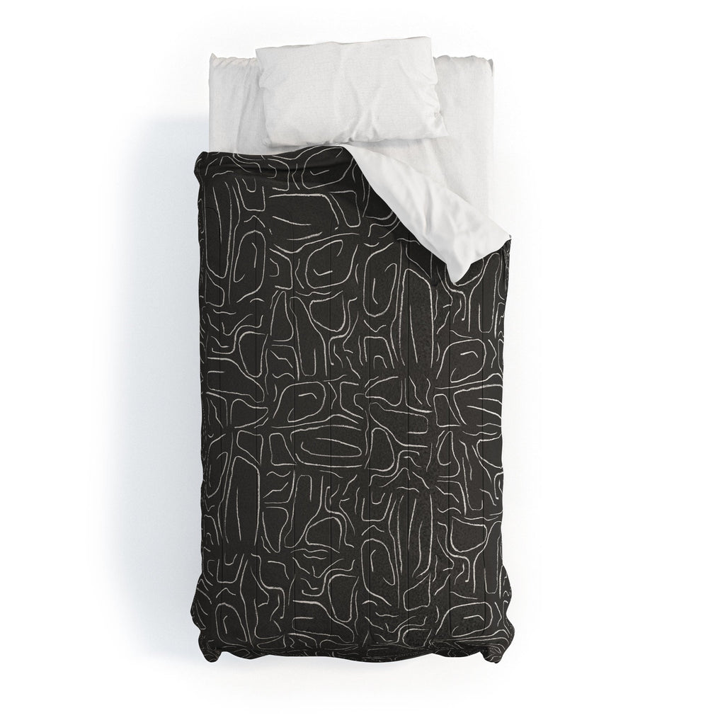 DENY Designs Abstract Lines Black Comforter