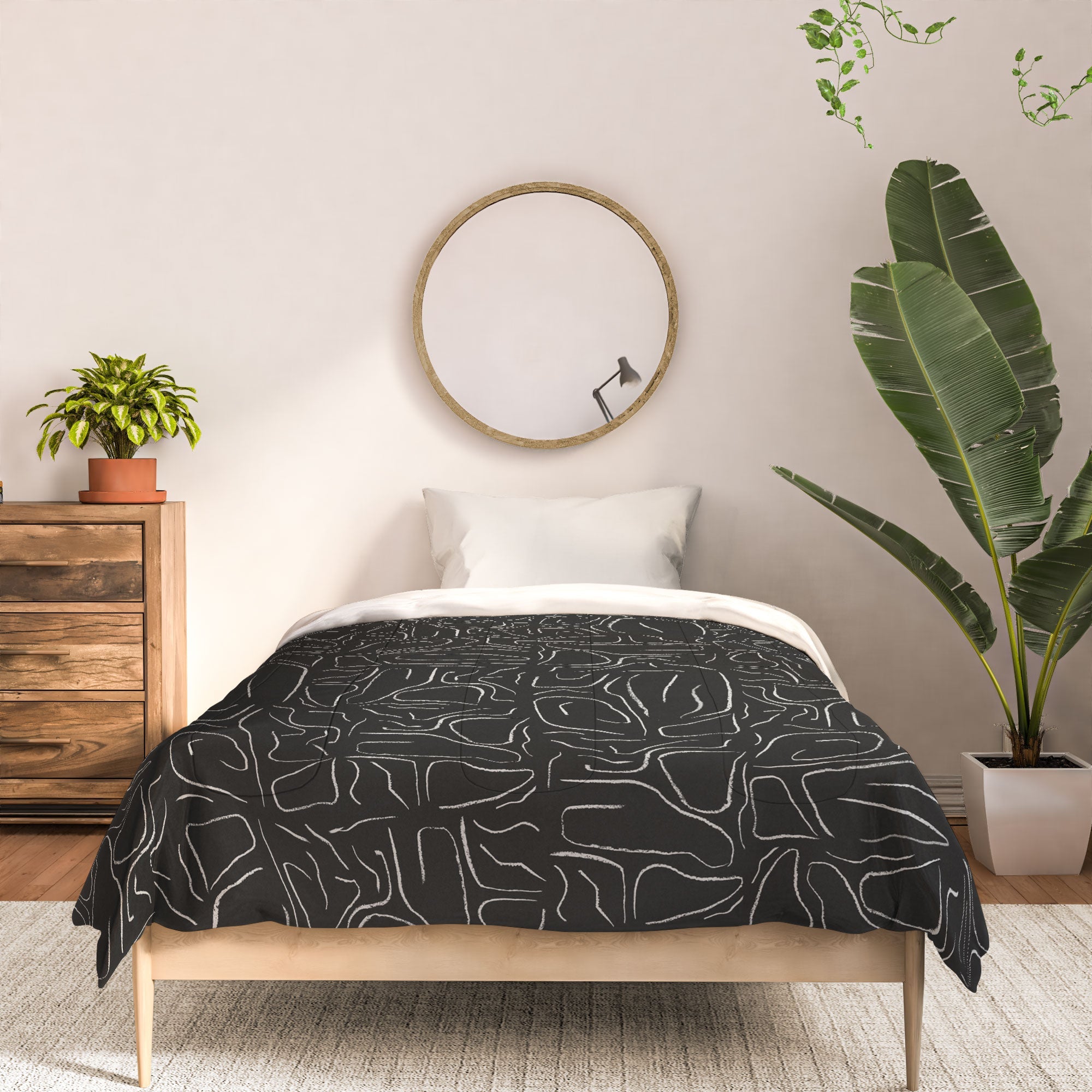 DENY Designs Abstract Lines Black Comforter
