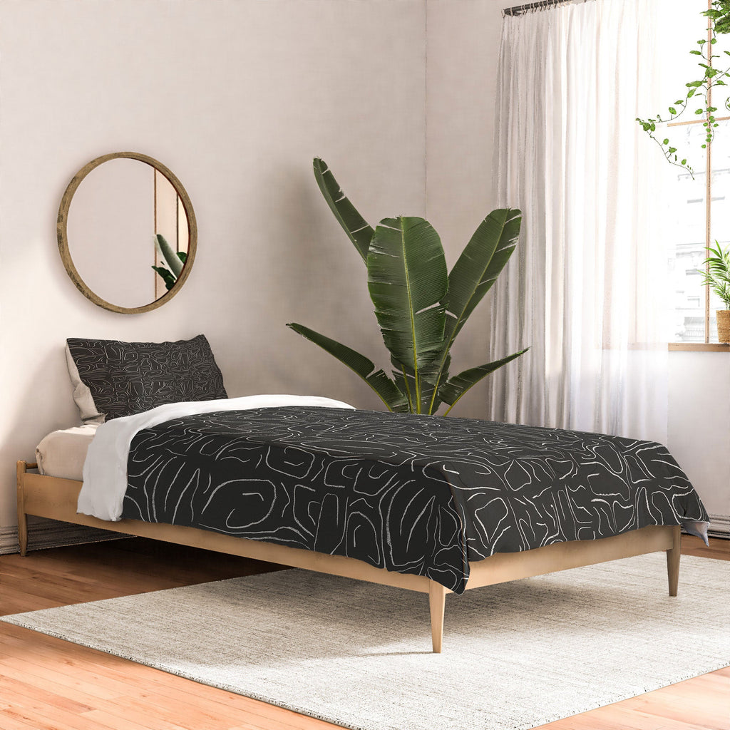 DENY Designs Abstract Lines Black Comforter