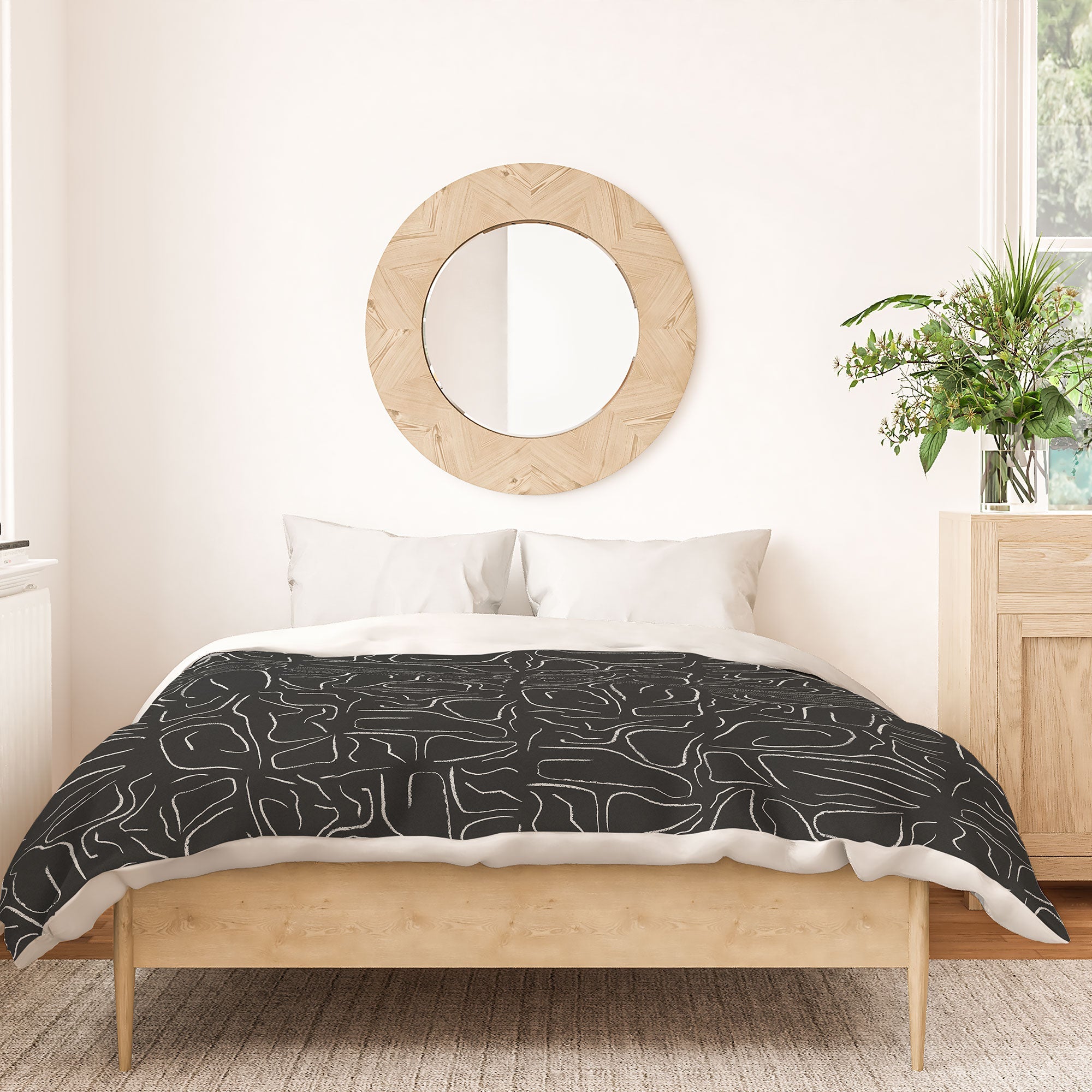 DENY Designs Abstract Lines Black Duvet Cover