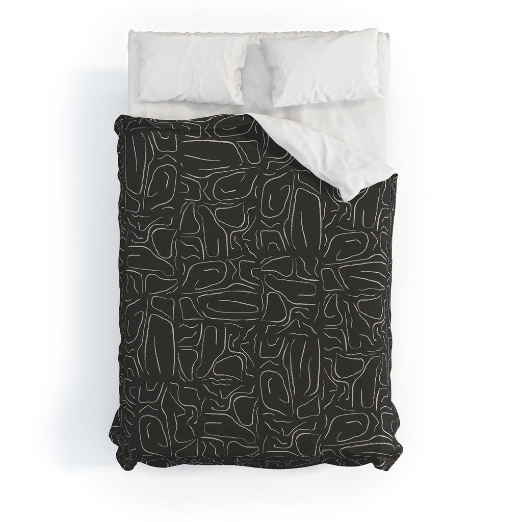 DENY Designs Abstract Lines Black Duvet Cover