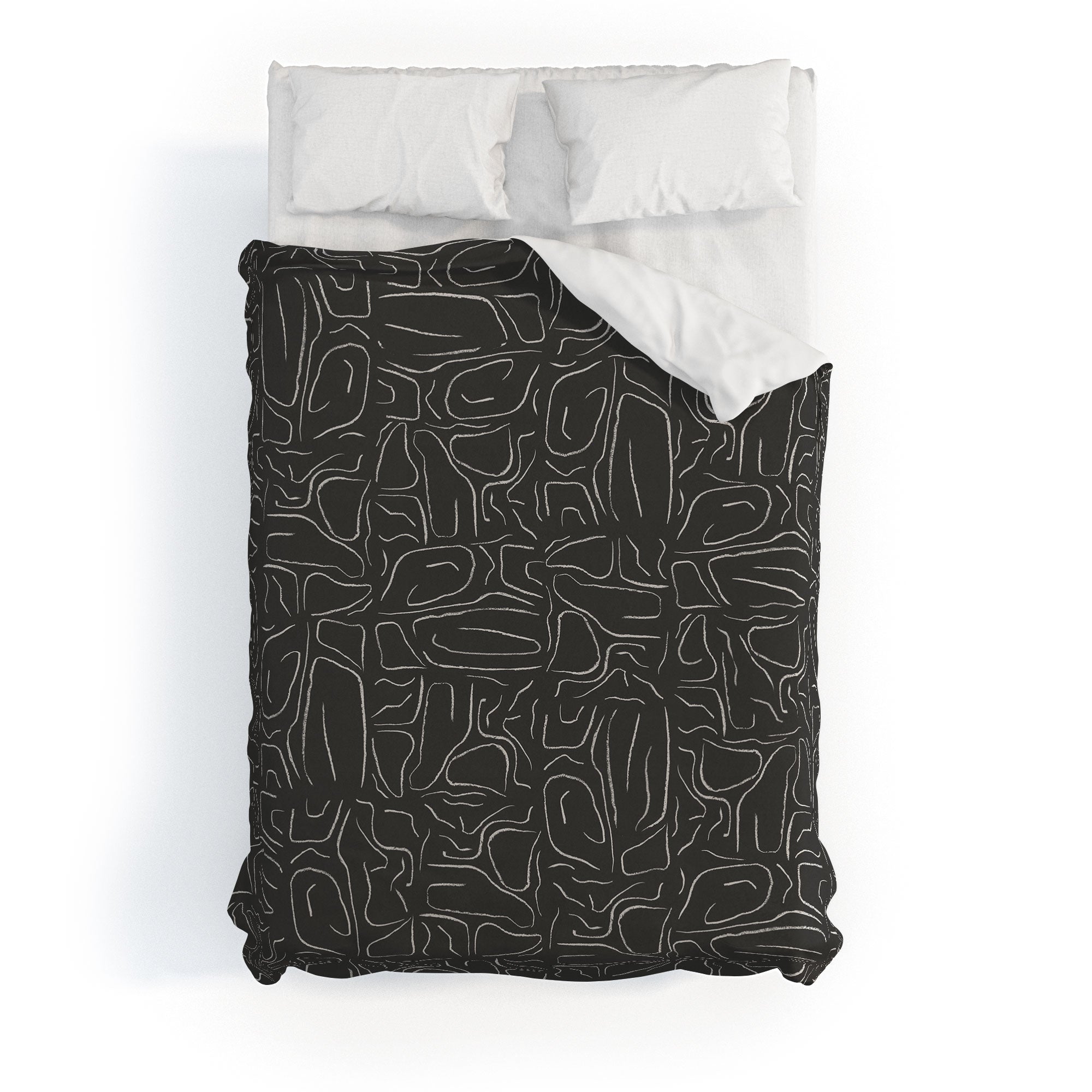 DENY Designs Abstract Lines Black Duvet Cover
