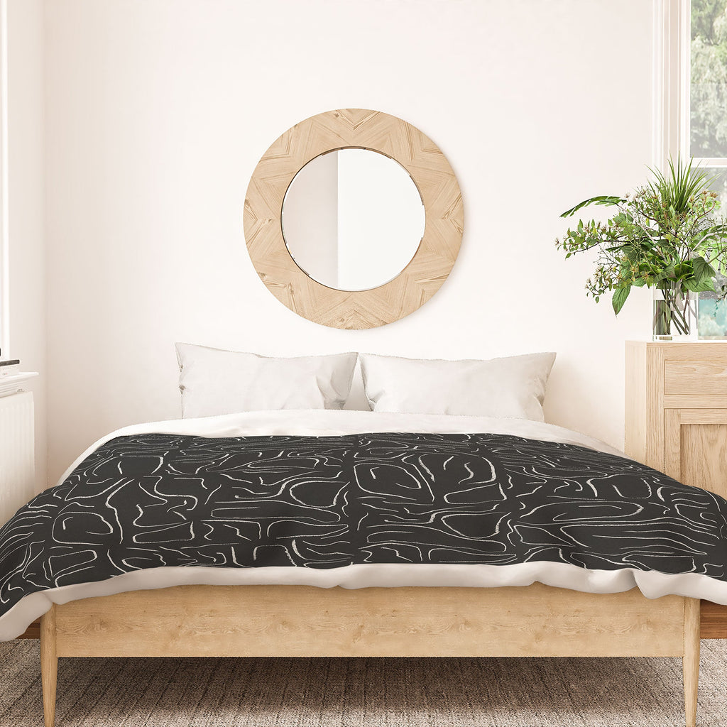 DENY Designs Abstract Lines Black Duvet Cover