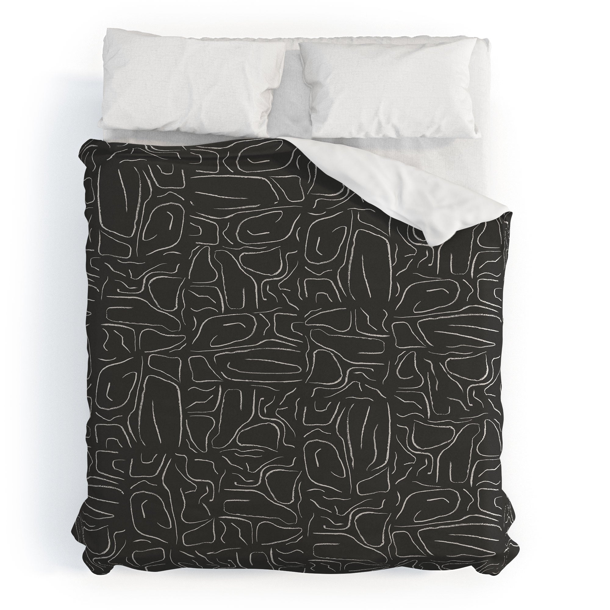 DENY Designs Abstract Lines Black Duvet Cover