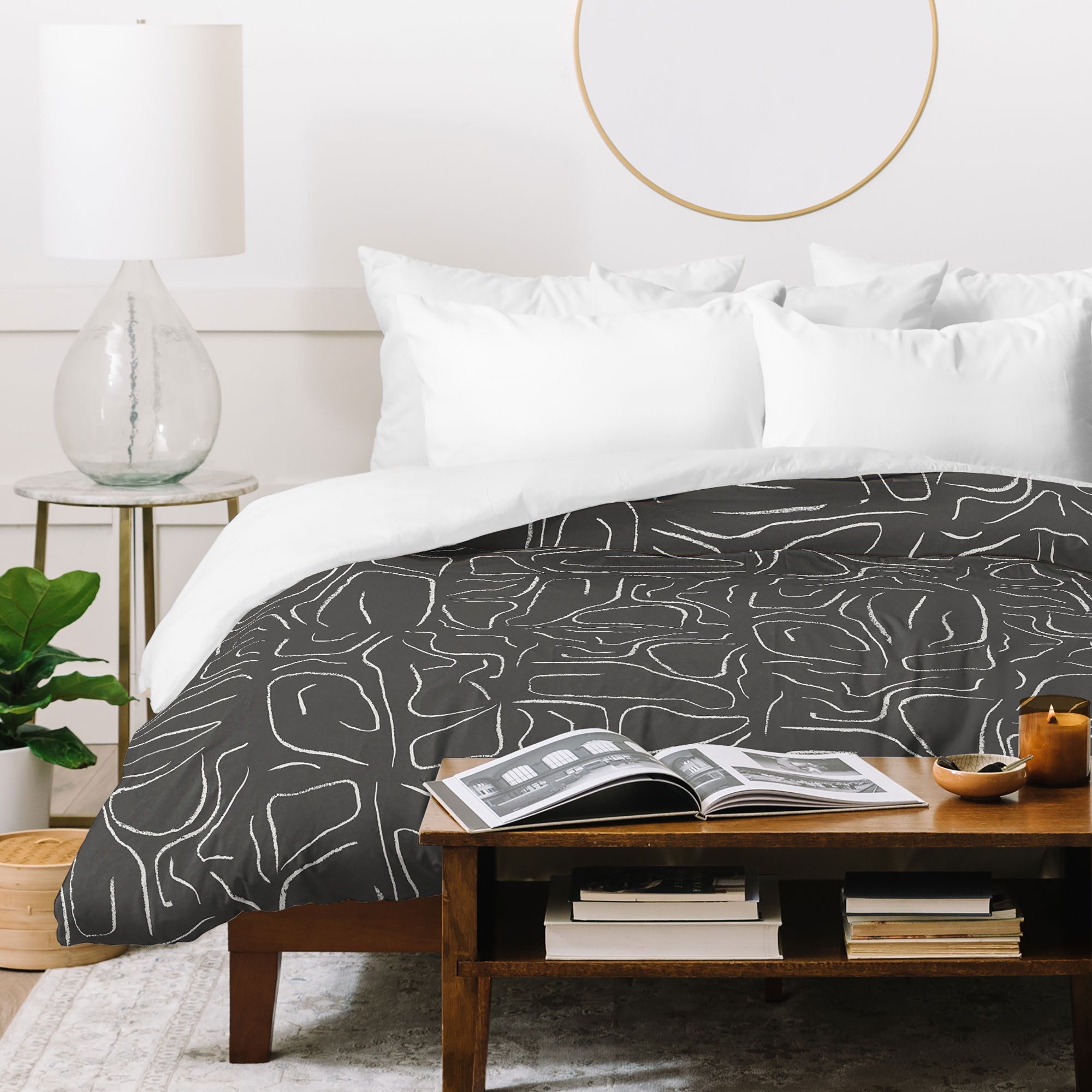 DENY Designs Abstract Lines Black Duvet Cover