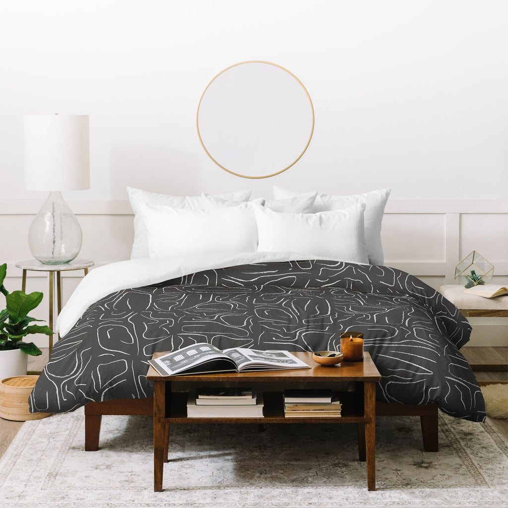 DENY Designs Abstract Lines Black Duvet Cover