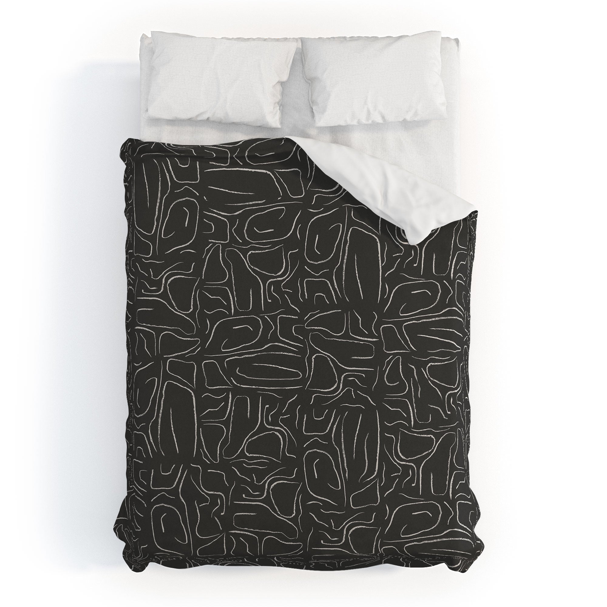 DENY Designs Abstract Lines Black Duvet Cover