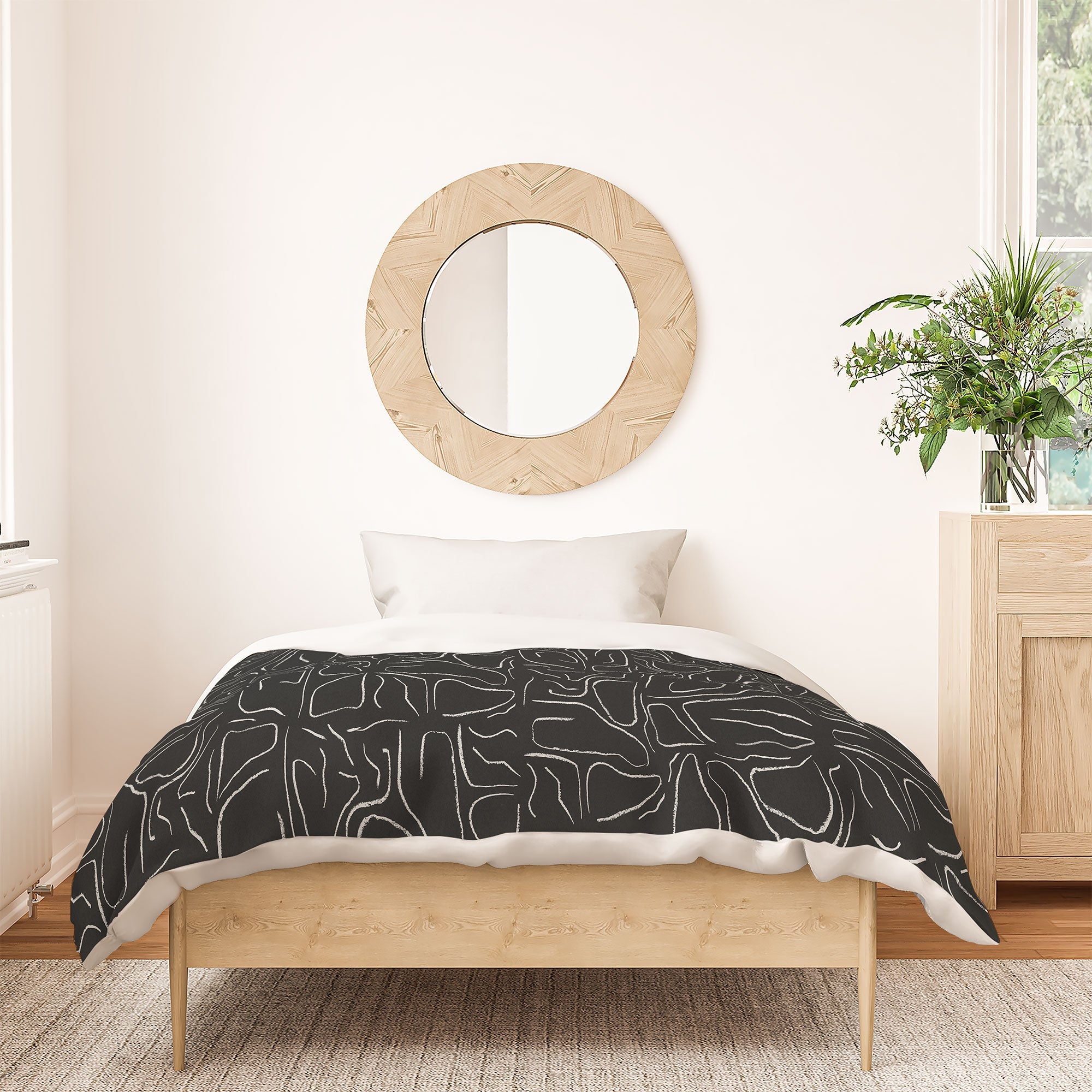 DENY Designs Abstract Lines Black Duvet Cover