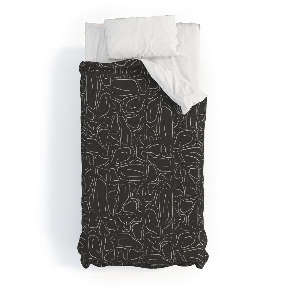 DENY Designs Abstract Lines Black Duvet Cover