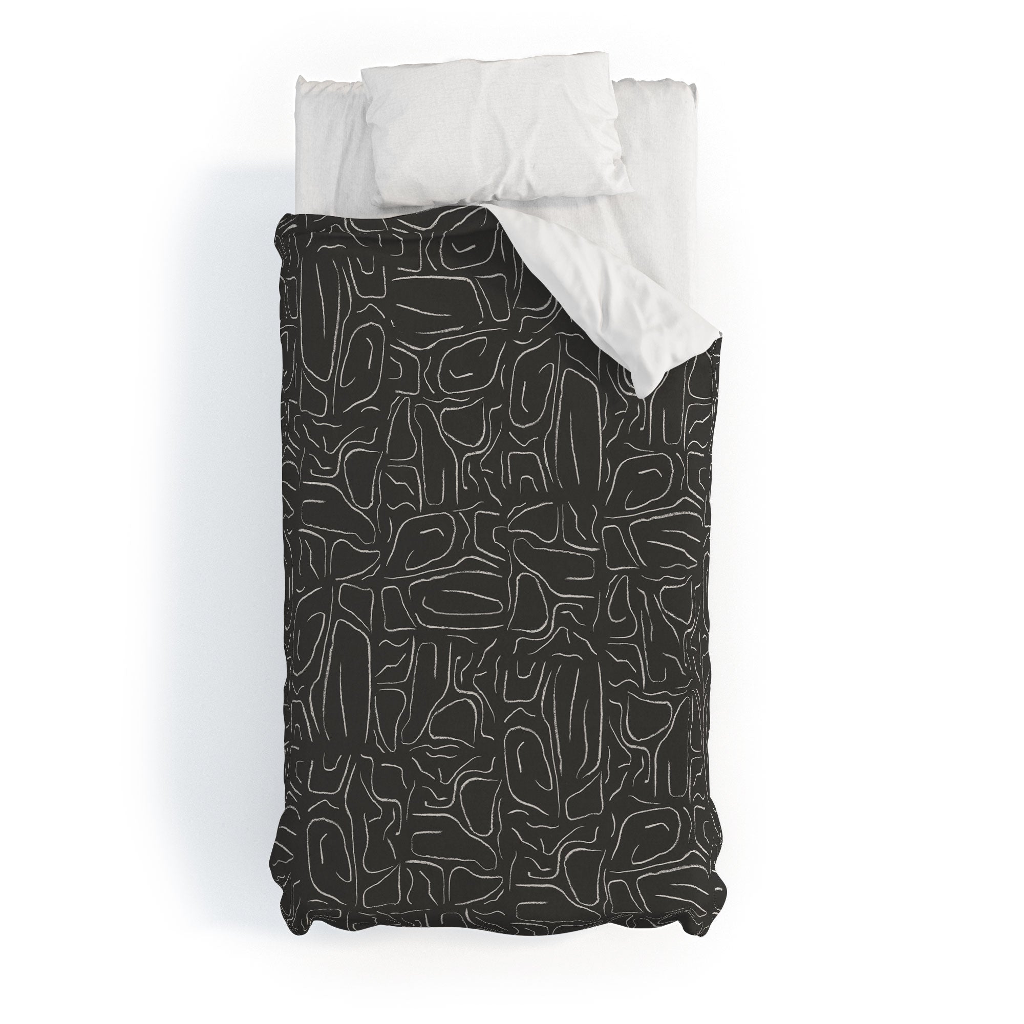 DENY Designs Abstract Lines Black Duvet Cover