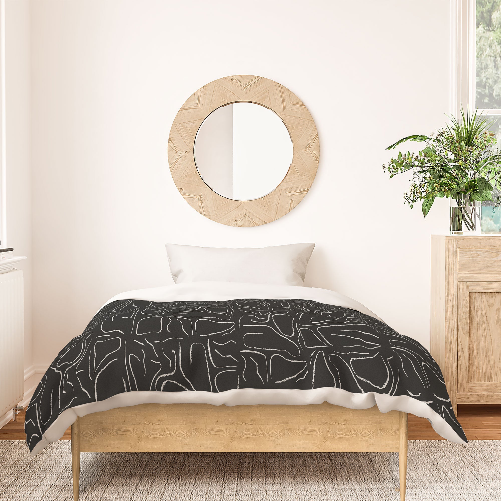 DENY Designs Abstract Lines Black Duvet Cover