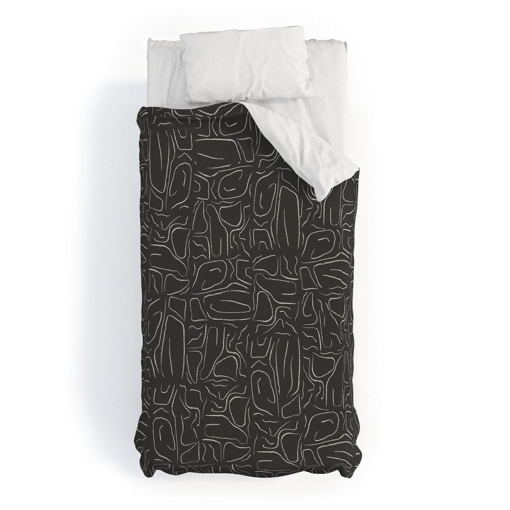 DENY Designs Abstract Lines Black Duvet Cover