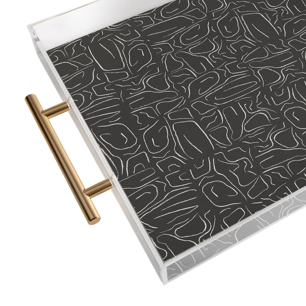 DENY Designs Abstract Lines Black Acrylic Tray