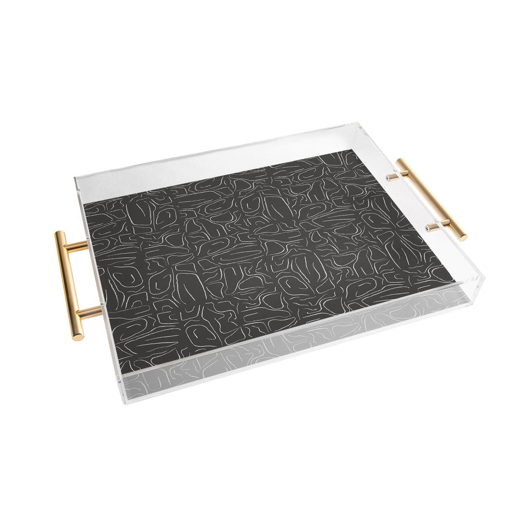 DENY Designs Abstract Lines Black Acrylic Tray