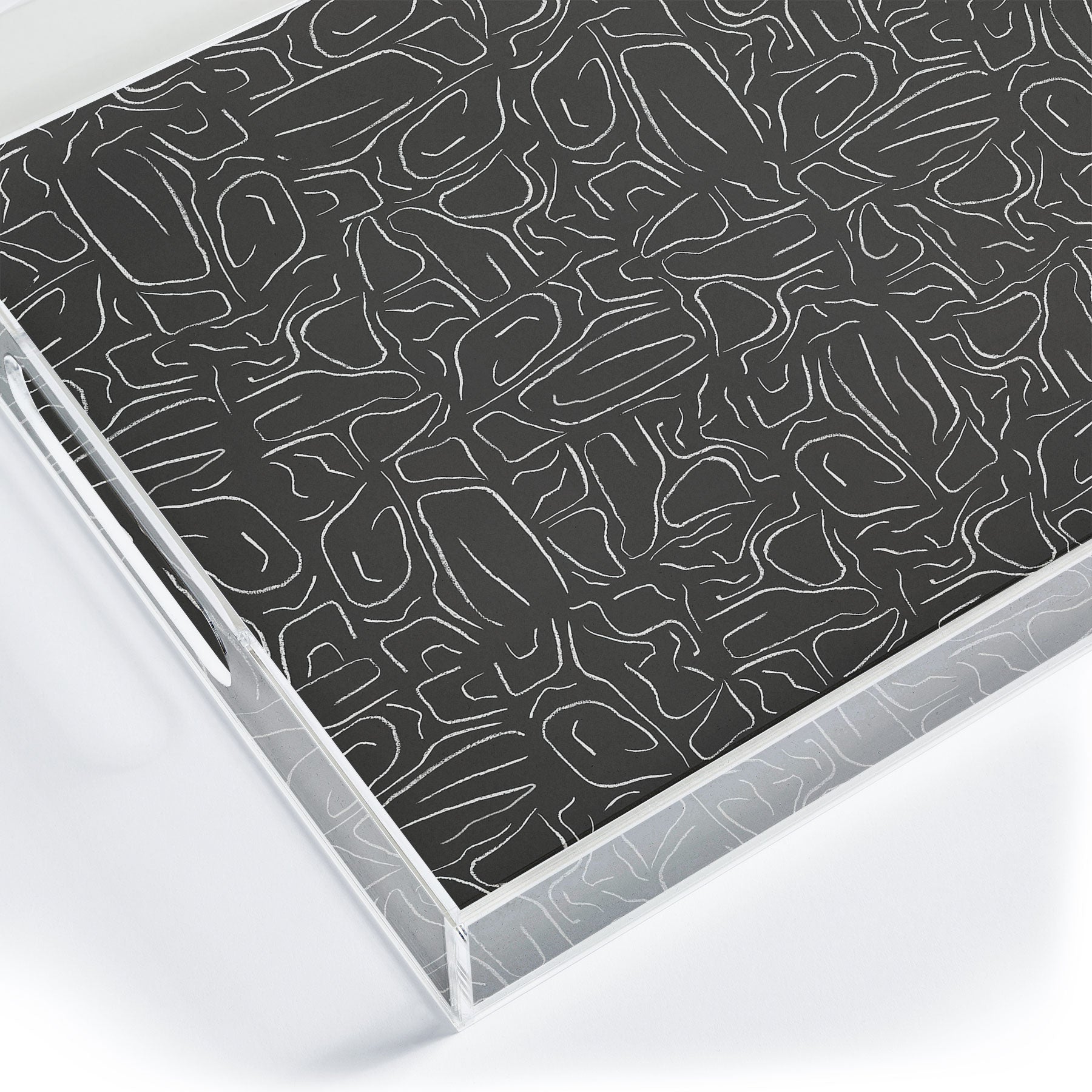 DENY Designs Abstract Lines Black Acrylic Tray