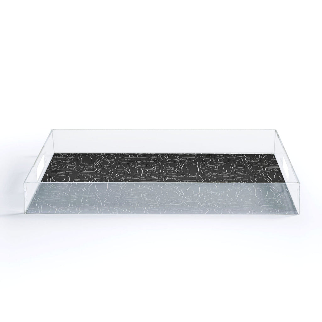 DENY Designs Abstract Lines Black Acrylic Tray